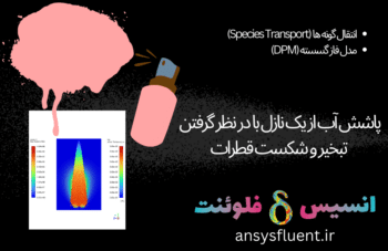 پاشش آب از یک نازل با در نظر گرفتن تبخیر و شکست قطرات، شبیه سازی با انسیس فلوئنت